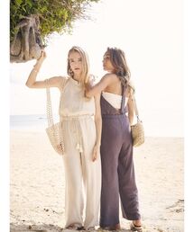 To the sea（トゥーザシー）の「ストレッチツイルテーパードサロペット 