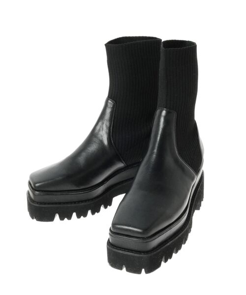 EVRIS(エヴリス)の「スクエアトゥショートブーツ(ブーツ・レディース・ブラウン/ブラック・SMALL/MEDIUM/LARGE)」の6枚目の写真