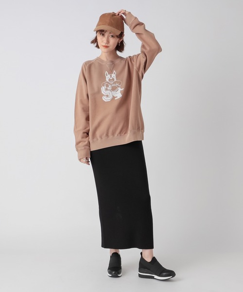 RIVE DROITE(リヴドロワ)の「縦長シルエットで美脚効果 ビスコースナイロンリブストレートスカート(スカート・レディース・ブラック/カーキ・FREE)」の10枚目の写真