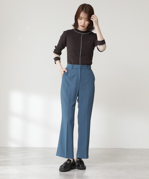 N.（N. Natural Beauty Basic）（エヌエヌナチュラルビューティーベーシック）の「◆バイカラーニット（ニット/セーター・レディース・オフホワイト/ブラック/レッド・MEDIUM）」の8枚目の写真