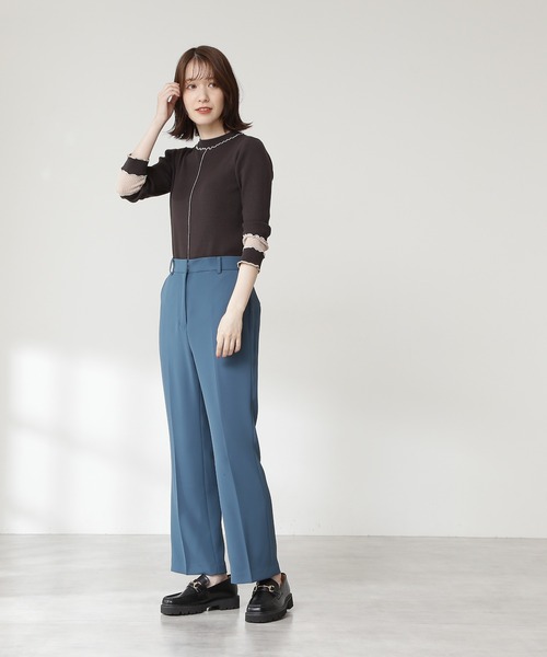 N.（N. Natural Beauty Basic）（エヌエヌナチュラルビューティーベーシック）の「◆バイカラーニット（ニット/セーター・レディース・オフホワイト/ブラック/レッド・MEDIUM）」の13枚目の写真