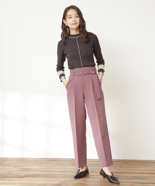 N.（N. Natural Beauty Basic）（エヌエヌナチュラルビューティーベーシック）の「◆バイカラーニット（ニット/セーター・レディース・オフホワイト/ブラック/レッド・MEDIUM）」の14枚目の写真