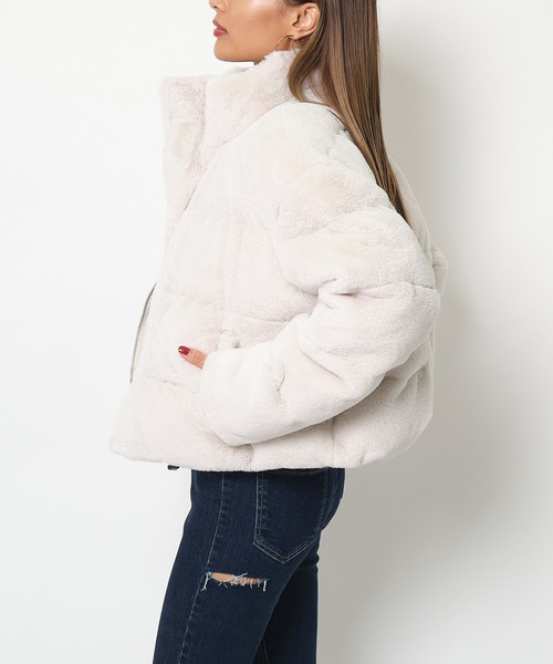 SPIRALGIRL（スパイラルガール）の「エコファー中綿ショートジャケット（ダウンジャケット/コート・レディース・ホワイト系その他/オフホワイト/ブラック・FREE）」の11枚目の写真