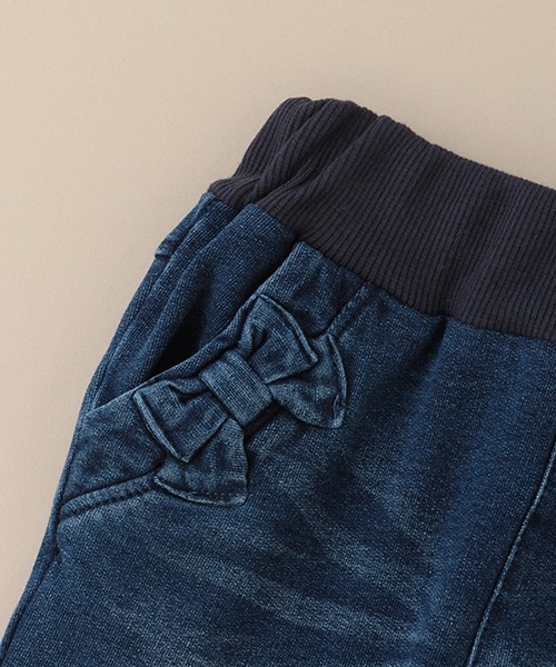Love&Peace&Money（ラブアンドピースアンドマネー）の「GIRLSニットデニムロングストレッチパンツ（デニムパンツ・キッズ・ネイビー・110cm/90cm/80ｃｍ/120cm/100cm/130cm）」の6枚目の写真