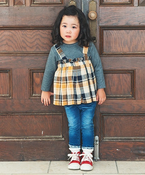 Love&Peace&Money（ラブアンドピースアンドマネー）の「GIRLSニットデニムロングストレッチパンツ（デニムパンツ・キッズ・ネイビー・110cm/90cm/80ｃｍ/120cm/100cm/130cm）」の11枚目の写真