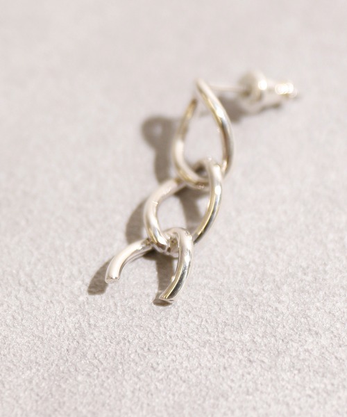HERGO（ハーゴ）の「HERGO ハーゴ / Fence Chain pierce シルバー925フェンスチェーンピアス / her-p003（ピアス（片耳用）・メンズ・シルバー・FREE）」の3枚目の写真