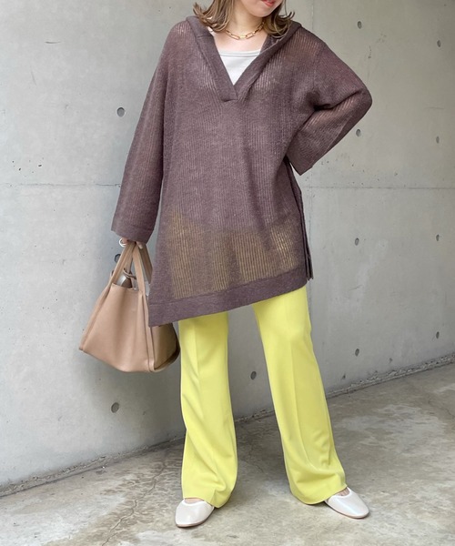 DouDou（ドゥドゥ）の「モヘヤフーディー（ニット/セーター・レディース・チャコールグレー/ピンク/グレイッシュベージュ・FREE）」の20枚目の写真