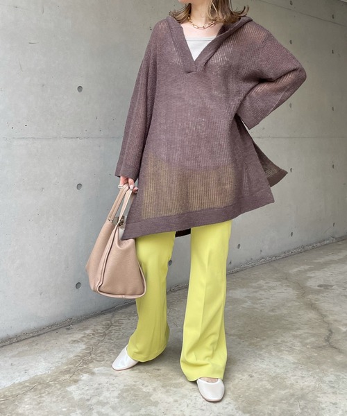 DouDou（ドゥドゥ）の「モヘヤフーディー（ニット/セーター・レディース・チャコールグレー/ピンク/グレイッシュベージュ・FREE）」の16枚目の写真