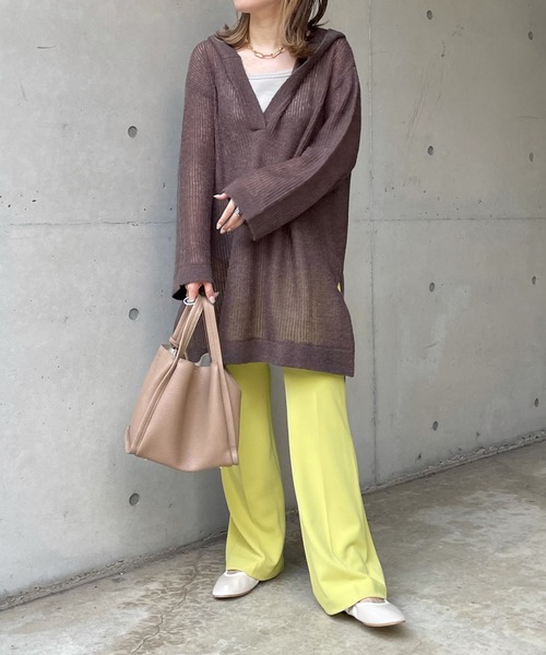 DouDou（ドゥドゥ）の「モヘヤフーディー（ニット/セーター・レディース・チャコールグレー/ピンク/グレイッシュベージュ・FREE）」の12枚目の写真