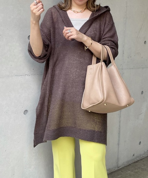 DouDou（ドゥドゥ）の「モヘヤフーディー（ニット/セーター・レディース・チャコールグレー/ピンク/グレイッシュベージュ・FREE）」の21枚目の写真