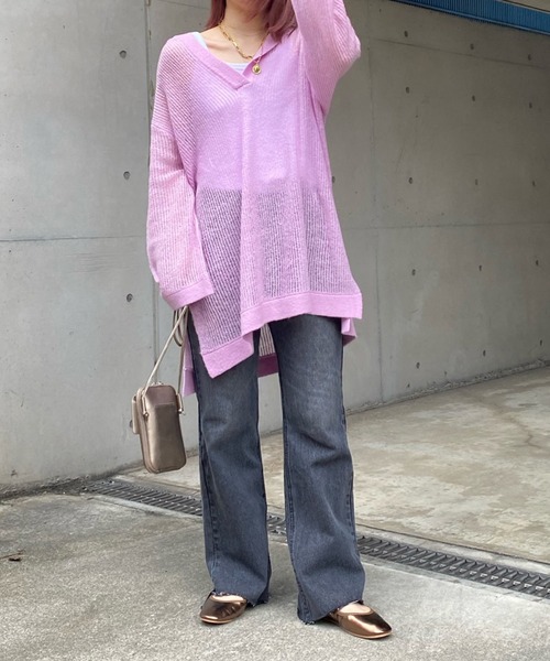 DouDou（ドゥドゥ）の「モヘヤフーディー（ニット/セーター・レディース・チャコールグレー/ピンク/グレイッシュベージュ・FREE）」の17枚目の写真