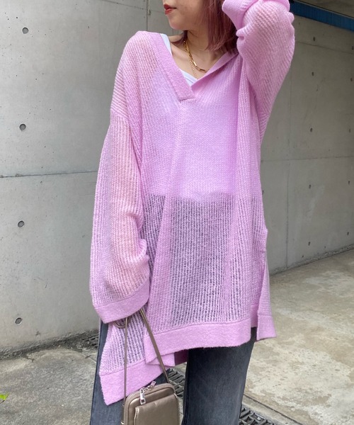 DouDou（ドゥドゥ）の「モヘヤフーディー（ニット/セーター・レディース・チャコールグレー/ピンク/グレイッシュベージュ・FREE）」の22枚目の写真