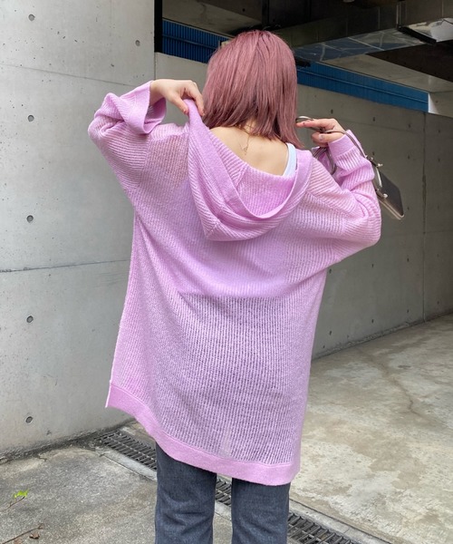 DouDou（ドゥドゥ）の「モヘヤフーディー（ニット/セーター・レディース・チャコールグレー/ピンク/グレイッシュベージュ・FREE）」の18枚目の写真