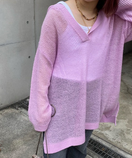 DouDou（ドゥドゥ）の「モヘヤフーディー（ニット/セーター・レディース・チャコールグレー/ピンク/グレイッシュベージュ・FREE）」の14枚目の写真