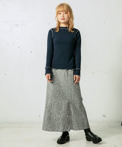 mikke（ミッケ）の「サイドスリットフラワージャガードマーメイドスカート（スカート・レディース・ネイビー/グレー/グリーン・FREE）」の10枚目の写真