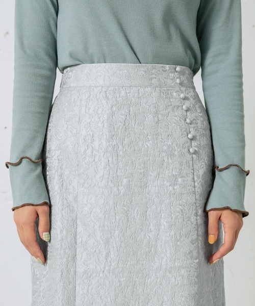 mikke（ミッケ）の「サイドスリットフラワージャガードマーメイドスカート（スカート・レディース・ネイビー/グレー/グリーン・FREE）」の11枚目の写真