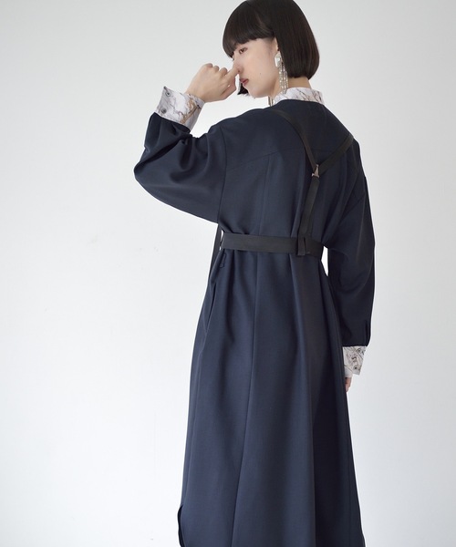 La SRIC（ラスリック）の「La SRIC / マーブルトリミングバンドカラーOP（ワンピース・レディース・ネイビー/モカ・38）」の6枚目の写真