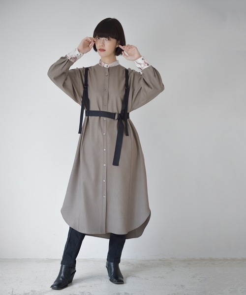 La SRIC（ラスリック）の「La SRIC / マーブルトリミングバンドカラーOP（ワンピース・レディース・ネイビー/モカ・38）」の16枚目の写真