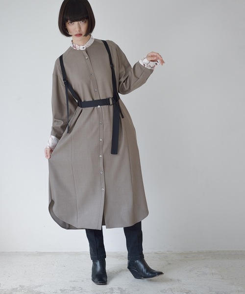 La SRIC（ラスリック）の「La SRIC / マーブルトリミングバンドカラーOP（ワンピース・レディース・ネイビー/モカ・38）」の22枚目の写真