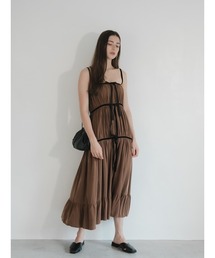 peach skin ribbon cami onepiece