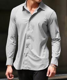 【JOKER】ストレスフリー全方向スーパーストレッチ長袖シャツ メンズ レギュラーカラーシャツ ワイシャツ ホワイト ホリゾンタルカラー 無地 春服