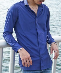 【JOKER】ストレスフリー全方向スーパーストレッチ長袖シャツ メンズ レギュラーカラーシャツ ワイシャツ ホワイト ホリゾンタルカラー 無地 春服