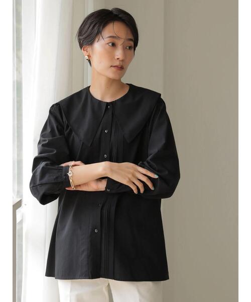 AMERICAN HOLIC(アメリカンホリック)の「BIGカラーフロントタックブラウス(シャツ/ブラウス・レディース・ブラック/アイボリー・M/L)」の5枚目の写真