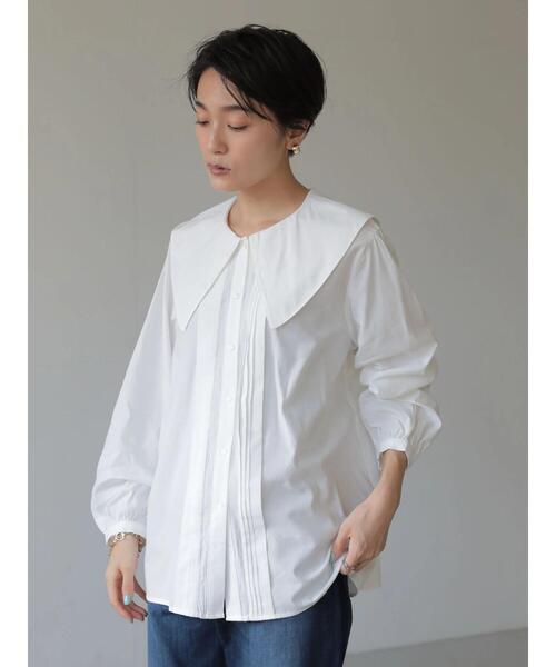 AMERICAN HOLIC(アメリカンホリック)の「BIGカラーフロントタックブラウス(シャツ/ブラウス・レディース・ブラック/アイボリー・M/L)」の7枚目の写真