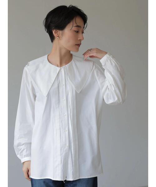 AMERICAN HOLIC(アメリカンホリック)の「BIGカラーフロントタックブラウス(シャツ/ブラウス・レディース・ブラック/アイボリー・M/L)」の8枚目の写真