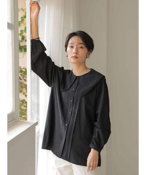 AMERICAN HOLIC(アメリカンホリック)の「BIGカラーフロントタックブラウス(シャツ/ブラウス・レディース・ブラック/アイボリー・M/L)」の16枚目の写真