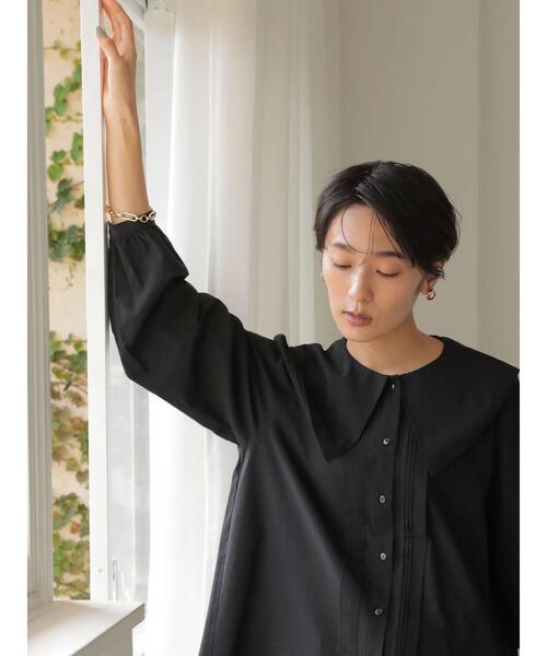 AMERICAN HOLIC(アメリカンホリック)の「BIGカラーフロントタックブラウス(シャツ/ブラウス・レディース・ブラック/アイボリー・M/L)」の18枚目の写真