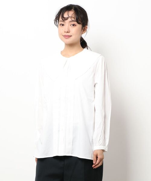 AMERICAN HOLIC(アメリカンホリック)の「BIGカラーフロントタックブラウス(シャツ/ブラウス・レディース・ブラック/アイボリー・M/L)」の3枚目の写真