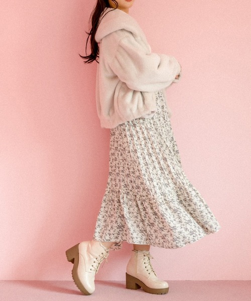 OLIVE des OLIVE（オリーブデオリーブ）の「プリーツティアードスカート（スカート・レディース・アイボリー/ブラック/オフホワイト/ラベンダー・FREE）」の6枚目の写真