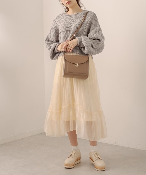 OLIVE des OLIVE（オリーブデオリーブ）の「プリーツティアードスカート（スカート・レディース・アイボリー/ブラック/オフホワイト/ラベンダー・FREE）」の11枚目の写真