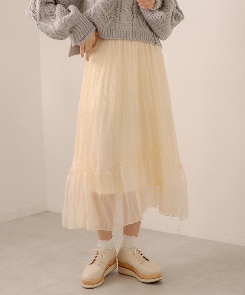 OLIVE des OLIVE（オリーブデオリーブ）の「プリーツティアードスカート（スカート・レディース・アイボリー/ブラック/オフホワイト/ラベンダー・FREE）」の14枚目の写真