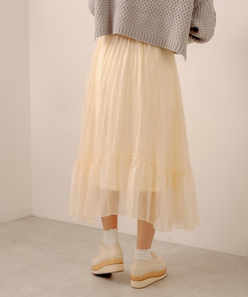 OLIVE des OLIVE（オリーブデオリーブ）の「プリーツティアードスカート（スカート・レディース・アイボリー/ブラック/オフホワイト/ラベンダー・FREE）」の16枚目の写真