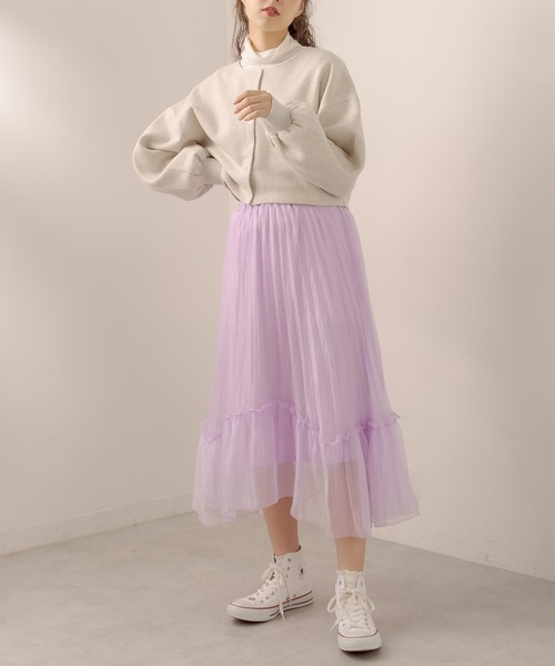 OLIVE des OLIVE（オリーブデオリーブ）の「プリーツティアードスカート（スカート・レディース・アイボリー/ブラック/オフホワイト/ラベンダー・FREE）」の17枚目の写真