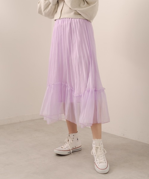 OLIVE des OLIVE（オリーブデオリーブ）の「プリーツティアードスカート（スカート・レディース・アイボリー/ブラック/オフホワイト/ラベンダー・FREE）」の20枚目の写真