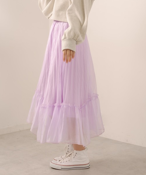 OLIVE des OLIVE（オリーブデオリーブ）の「プリーツティアードスカート（スカート・レディース・アイボリー/ブラック/オフホワイト/ラベンダー・FREE）」の21枚目の写真