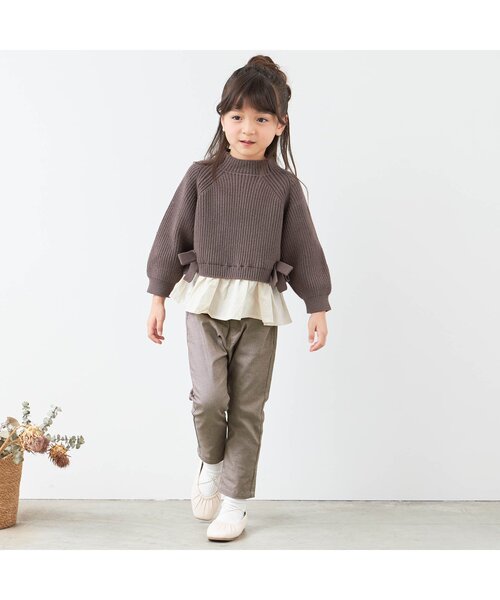 apres les cours（アプレレクール）の「WEB限定 うしろスリット＆りぼんテーパードパンツ 9分丈（その他パンツ・キッズ・ラベンダー/ベージュ/ブラウン/インディゴブルー・130/140/90/100/110/120/80）」の15枚目の写真