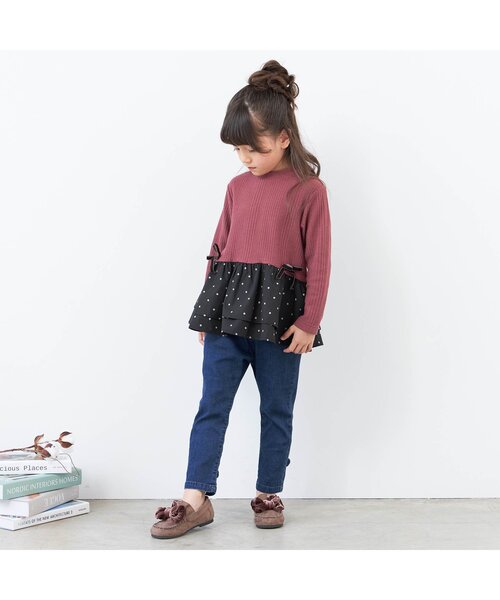 apres les cours（アプレレクール）の「WEB限定 うしろスリット＆りぼんテーパードパンツ 9分丈（その他パンツ・キッズ・ラベンダー/ベージュ/ブラウン/インディゴブルー・130/140/90/100/110/120/80）」の18枚目の写真