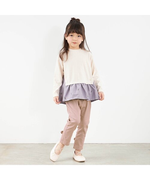 apres les cours（アプレレクール）の「WEB限定 うしろスリット＆りぼんテーパードパンツ 9分丈（その他パンツ・キッズ・ラベンダー/ベージュ/ブラウン/インディゴブルー・130/140/90/100/110/120/80）」の7枚目の写真