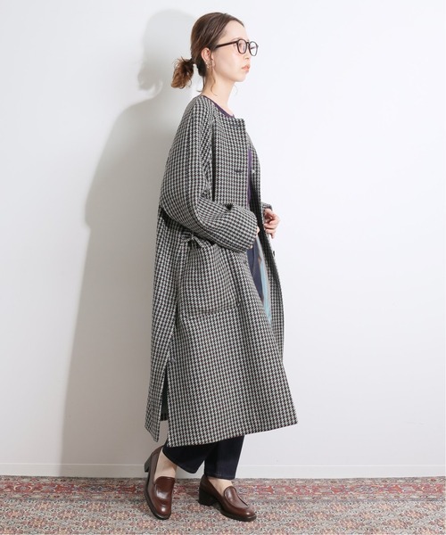 IENA LA BOUCLE チェックノーカラーコート◇（ノーカラーコート