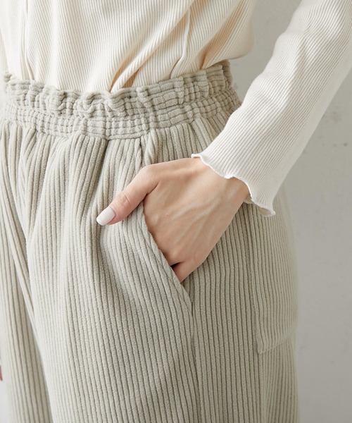 PUAL CE CIN（ピュアルセシン）の「【WEB限定】フリースコールパンツ（その他パンツ・レディース・チャコールグレー/マスタード/グレイッシュベージュ・FREE）」の5枚目の写真