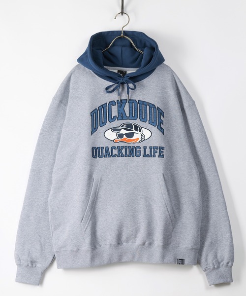 Duck Dude(ダックデュード)の「【DUCKDUDE/ダックデュード】カレッジロゴアップリケフーディ―/裏起毛(パーカー・メンズ・ブラック/グレー/グリーン・M/L/XL)」の12枚目の写真