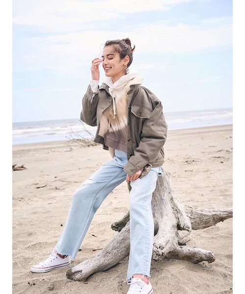 To the sea(トゥーザシー)の「ツイルボアジャケット(その他アウター・レディース・オリーブ/クリーム・FREE)」の3枚目の写真