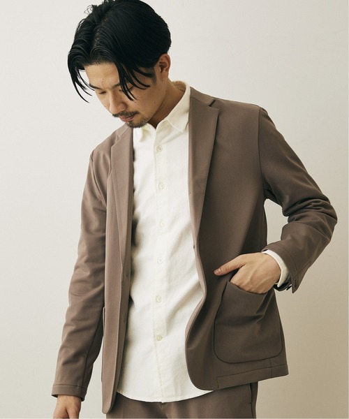 417 EDIFICE（フォーワンセブンエディフィス）の「【BEGIN掲載 M＆M】 トリコット ストレッチ 2B ジャケット（テーラードジャケット・メンズ・ブラック/ブラウン/カーキ・SMALL/MEDIUM/LARGE/X-LARGE）」の2枚目の写真