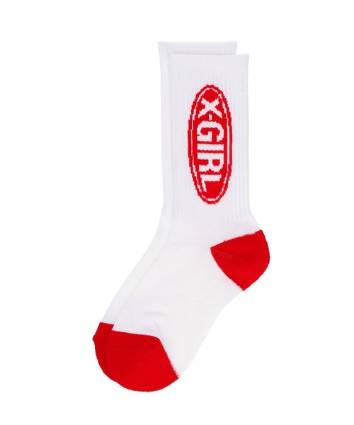 X-girl(エックスガール)の「BASIC OVAL LOGO RIB SOCKS(ソックス/靴下・レディース・ブラック/レッド/ブルー・ONE SIZE)」の12枚目の写真