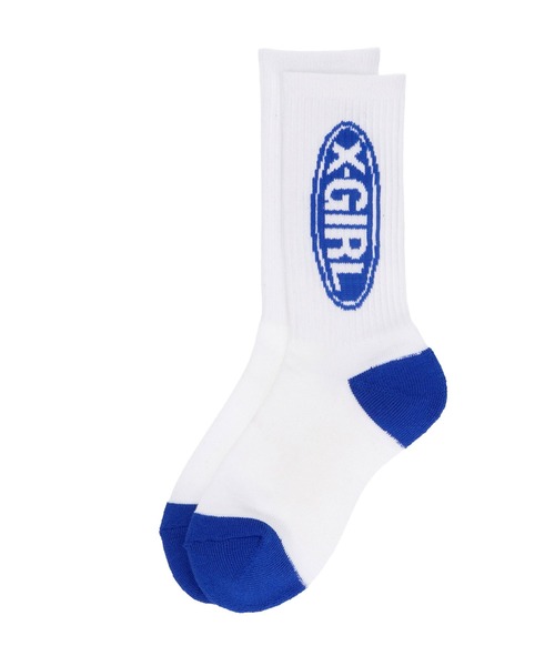 X-girl(エックスガール)の「BASIC OVAL LOGO RIB SOCKS(ソックス/靴下・レディース・ブラック/レッド/ブルー・ONE SIZE)」の7枚目の写真