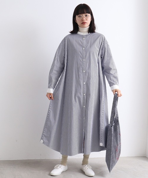 bulle de savon（ビュルデサボン）の「Basic Stand‐collar ワンピース（シャツワンピース・レディース・その他/ホワイト・FREE）」の2枚目の写真